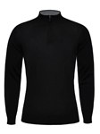 Black Solid Light Gauge Highneck Zipper Sweater | Emanuel Berg Sweaters Collection | Sam's Tailoring Fine Men's Clothing
