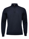 Navy Solid Light Gauge Highneck Zipper Sweater | Emanuel Berg Sweaters Collection | Sam's Tailoring Fine Men's Clothing