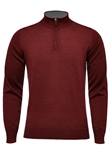 Red Solid Light Gauge Highneck Zipper Sweater | Emanuel Berg Sweaters Collection | Sam's Tailoring Fine Men Clothing