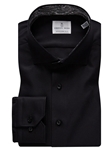 Black Textured Twill Fine Dress Casual Men's Shirt | Emanuel Berg Shirts | Sam's Tailoring Fine Men Clothing