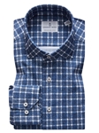 Navy & White Check 4Flex Stretch Knit Men Shirt | Emanuel Berg Shirts | Sam's Tailoring Fine Men Clothing