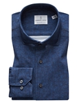 Navy Solid Modern 4Flex Stretch Knit Men's Shirt | Emanuel Berg Shirts | Sam's Tailoring Fine Men Clothing