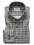 Green & White Check 4Flex Stretch Knit Shirt | Emanuel Berg Shirts | Sam's Tailoring Fine Men Clothing