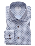 Blue Solid Twill Geometric Luxury Sport Shirt | Emanuel Berg Shirts | Sam's Tailoring Fine Men Clothing