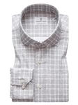 White & Grey Check 4Flex Stretch Knit Shirt | Emanuel Berg Shirts | Sam's Tailoring Fine Men Clothing