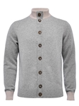 Silver Solid Knit Buttons Premium Men's Cardigan | Emanuel Berg Cardigans Collection | Sam's Tailoring Fine Men Clothing