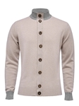 Beige Solid Knit Buttons Premium Men's Cardigan | Emanuel Berg Cardigans Collection | Sam's Tailoring Fine Men Clothing