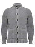 Grey Solid Buttons & Zipper Premium Cardigan | Emanuel Berg Cardigans Collection | Sam's Tailoring Fine Men Clothing