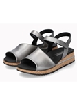 Grey Leather Metallic Hook & Loop Women Sandal | Mephisto Women's Sandals | Sam's Tailoring Fine Men's Clothing