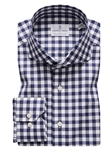 Navy & White Herringbone Luxury Sport Shirt | Emanuel Berg Sport Shirts | Sam's Tailoring Fine Men Clothing
