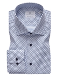 Blue & Navy Geometric Oxford Luxuxry Sport Shirt | Emanuel Berg Sport Shirts | Sam's Tailoring Fine Men Clothing