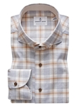 Grey, Brown & Tan Brushed Cotton Casual Shirt | Emanuel Berg Sport Shirts | Sam's Tailoring Fine Men Clothing
