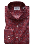 Red Floral Stretch Poplin Luxury Men Sport Shirt | Emanuel Berg Sport Shirts | Sam's Tailoring Fine Men Clothing