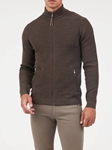 Espresso John Wool Full Zipper Men's Sweater | Brax Men's Sweaters | Sam's Tailoring Fine Men Clothing