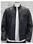 Black Brecken Charcoal Leather Men's Jacket | Marcello Sport Outerwear Collection | Sam's Tailoring Fine Men's Clothing