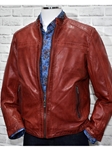 Red Biker Nappa Leather Men's Coat Jacket | Marcello Sport Outerwear Collection | Sam's Tailoring Fine Men's Clothing