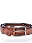 Brown With Blue Stitching Calfskin Belt | Jose Real Belts Collection | Sam's Tailoring Fine Men's Clothing