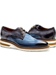 Blue Antracite Custom Burnished Toe Veloce Derby Shoe | Jose Real Lace Up Shoes Collection | Sam's Tailoring Fine Men's Clothing