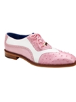 Rose Pink/White Genuine Ostrich Quill Sesto Shoe | Belvedere Dress Shoes Collection | Sam's Tailoring Fine Men's Clothing