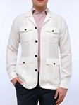 Off White Solid Textured Linen Over Shirt Jacket | Emanuel Berg Shirts | Sam's Tailoring Fine Men Clothing