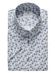 Blue, White, Violet & Navy Floral Short Sleeve Sport Shirt | Emanuel Berg Short Sleeve Shirts | Sam's Tailoring Fine Men Clothing