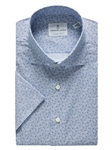 White & Blue Dots Poplin Short Sleeve Sport Shirt | Emanuel Berg Shirts | Sam's Tailoring Fine Men Clothing