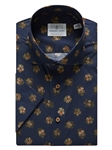 Navy & Green Clover Poplin Short Sleeves Sport Shirt | Emanuel Berg Shirts | Sam's Tailoring Fine Men Clothing