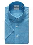 Turquoise Two Tone Luxe Stretch Jersey Polo Shirt | Emanuel Berg Shirts | Sam's Tailoring Fine Men Clothing