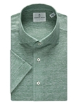 Green Two Tone Luxe Stretch Jersey Polo Shirt | Emanuel Berg Shirts | Sam's Tailoring Fine Men Clothing