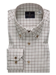 Brown & White Check Twill Luxury Men Sport Shirt | Emanuel Berg Shirts | Sam's Tailoring Fine Men Clothing