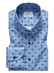 Navy, Blue & White Geometric Textured Crinkle Hybrid Shirt | Emanuel Berg Shirts | Sam's Tailoring Fine Men Clothing