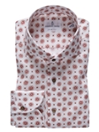Beige, Red & Brown Floral Textured Crinkle Hybrid Shirt | Emanuel Berg Shirts | Sam's Tailoring Fine Men Clothing