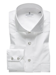 White Solid Denim Twill Long Sleeves Men Sport Shirt | Emanuel Berg Shirts | Sam's Tailoring Fine Men Clothing