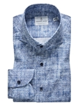 Blue & White Geometric Textured Crinkle Hybrid Shirt | Emanuel Berg Shirts | Sam's Tailoring Fine Men Clothing