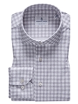 White & Grey Check Modern 4Flex Stretch Knit Shirt | Emanuel Berg Shirts | Sam's Tailoring Fine Men Clothing