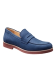 Navy Nubuck Handcrafted Classic Penny Loafer | Samuel Hubbard Shoes Collection | Sam's Tailoring Fine Men Clothing