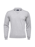 Gray Light Gauge Fashion Long Sleeve Polo | Emanuel Berg Polos | Sam's Tailoring Fine Men Clothing