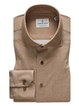 Beige Solid Modern 4Flex Stretch Knit Men's Shirt | Emanuel Berg Shirts Collection | Sam's Tailoring Fine Men Clothing