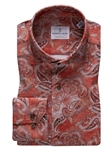 Red & Orange Paisley Modern 4Flex Stretch Knit Shirt | Emanuel Berg Shirts Collection | Sam's Tailoring Fine Men Clothing