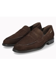 Dark Brown Velvet Leather Rubber Sole Moccasins | Mephisto Men's Slip On | Sam's Tailoring Fine Men Clothing