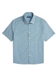 Blue Geometric Square Tencel Men Short Sleeve Shirt | Stone Rose Short Sleeve Shirts Collection | Sams Tailoring Fine Men Clothing
