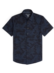 Navy Camo Short Sleeve Print Jersey Shirt | Stone Rose Short Sleeve Shirts Collection | Sams Tailoring Fine Men Clothing