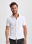 White Solid Drytouch Short Sleeve Pique Shirt | Stone Rose Short Sleeve Shirts Collection | Sams Tailoring Fine Men Clothing