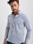 Navy Turtle Natural Poplin Long Sleeve Print Shirt | Stone Rose Shirts Collection | Sams Tailoring Fine Men Clothing