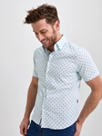 Light Blue Geometric Square Men Short Sleeve Shirt | Stone Rose Short Sleeve Shirts Collection | Sams Tailoring Fine Men Clothing