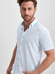 Light Blue Solid Drytouch Short Sleeve Pique Shirt | Stone Rose Short Sleeve Shirts Collection | Sams Tailoring Fine Men Clothing