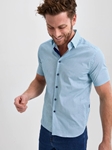 Light Blue Dot Natural Short Sleeve Print Shirt | Stone Rose Short Sleeve Shirts Collection | Sams Tailoring Fine Men Clothing