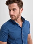 Blue Dot Short Sleeve Natural Poplin Print Shirt | Stone Rose Short Sleeve Shirts Collection | Sams Tailoring Fine Men Clothing