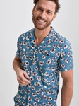 Blue Floral Resort Short Sleeve Tencel Twill Shirt | Stone Rose Short Sleeve Shirts Collection | Sams Tailoring Fine Men Clothing