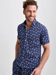 Navy Margarita Short Sleeve Drytouch Print Men's Shirt | Stone Rose Short Sleeve Shirts Collection | Sams Tailoring Fine Men Clothing